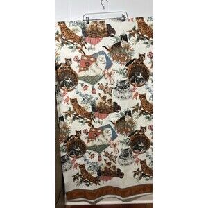 Cat Kitten Feline Blanket Flannel Fabric Panels Brown White Poly/Acrylic 36 66